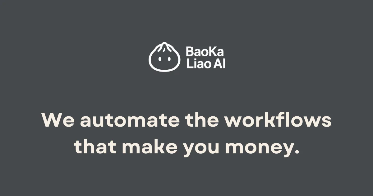 BaoKaLiao AI project preview with the company mark and workflow automation message.