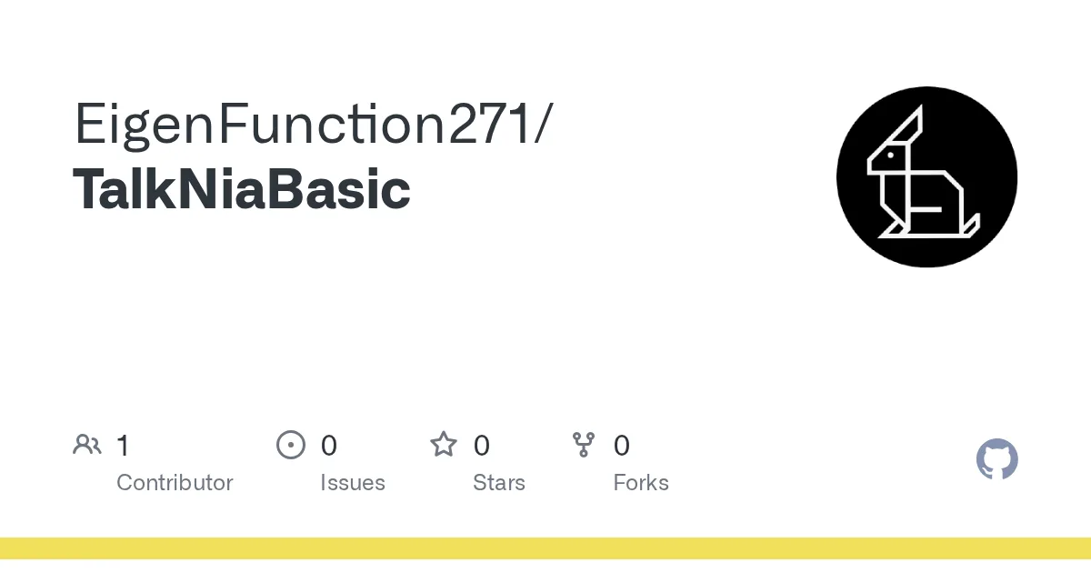 GitHub repository preview for the TalkNiaBasic message bridge.