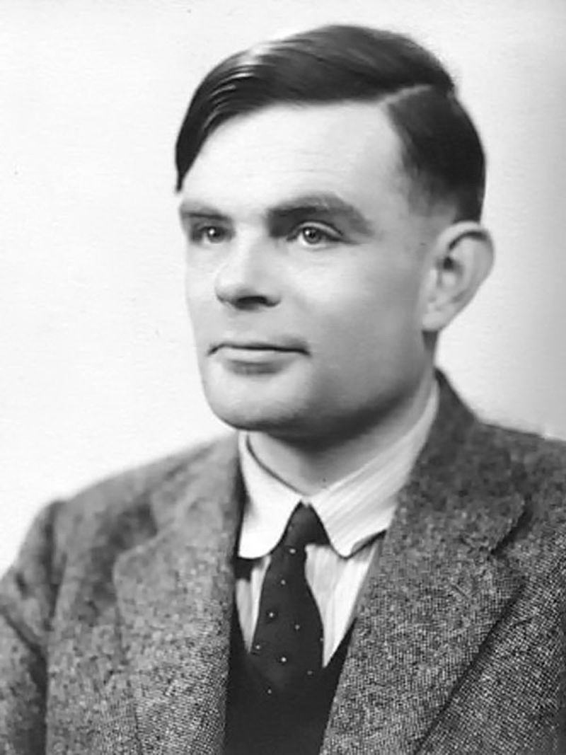 Black-and-white portrait of Alan Turing in 1951